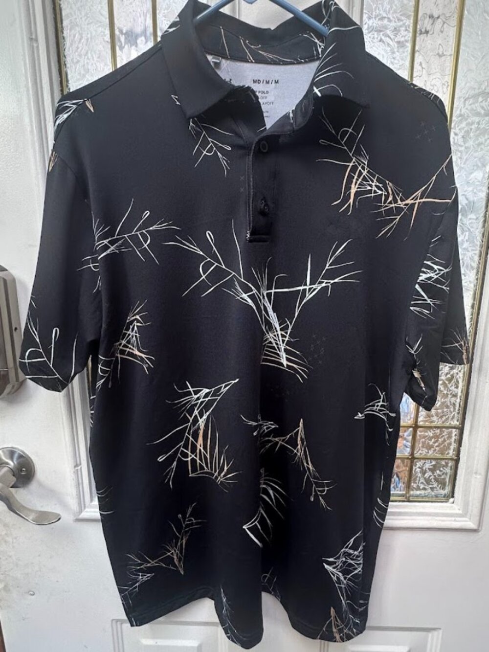 Under Armour Playoff Polo Men's Medium Black Golf Shirt Camo Branch Print